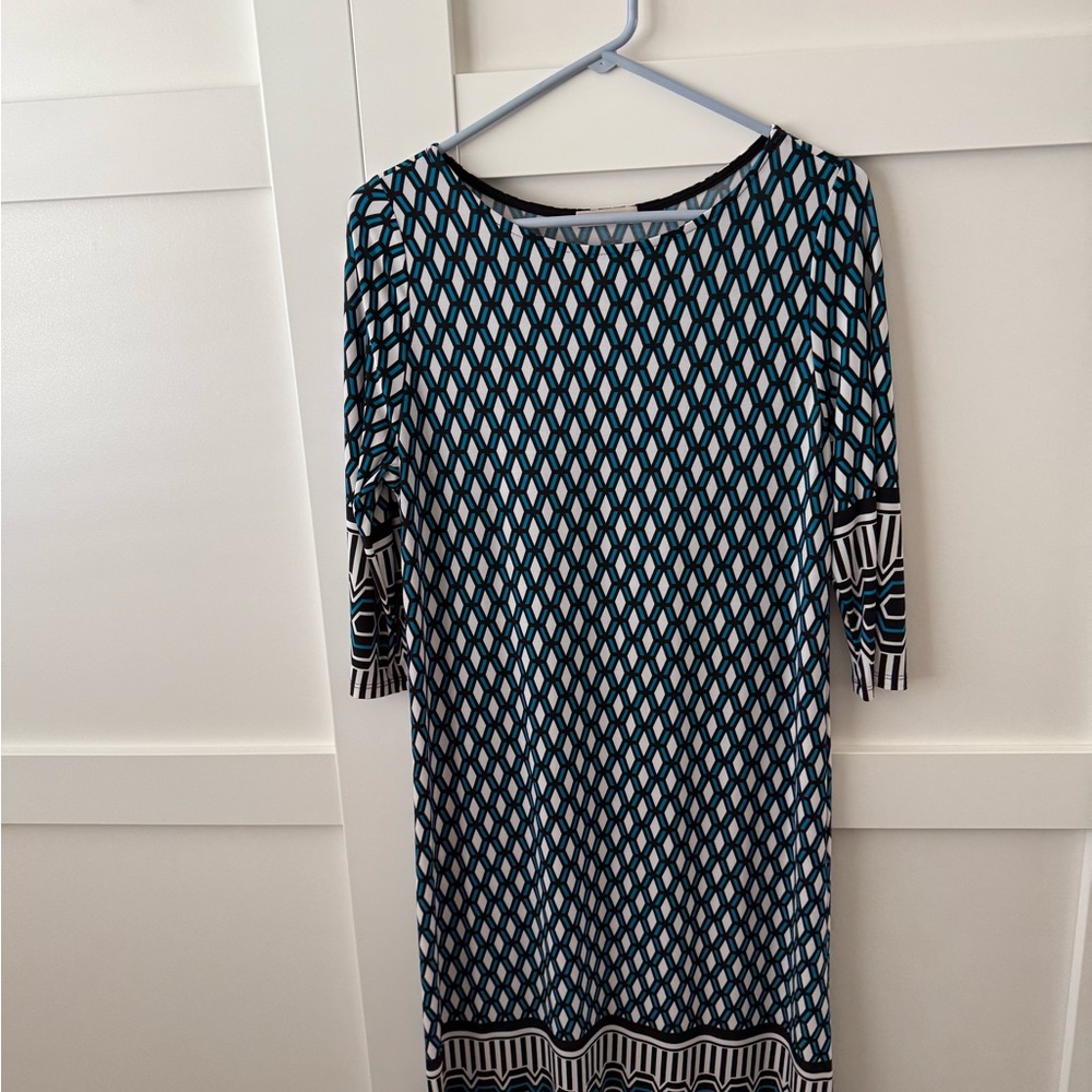 Elegant Geometric Pattern Dress - Black and White